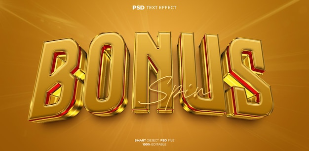 Edytowalny efekt tekstowy Bonus Spin 3D
