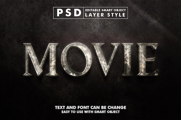 PSD edytowalny efekt tekstowy movie stone