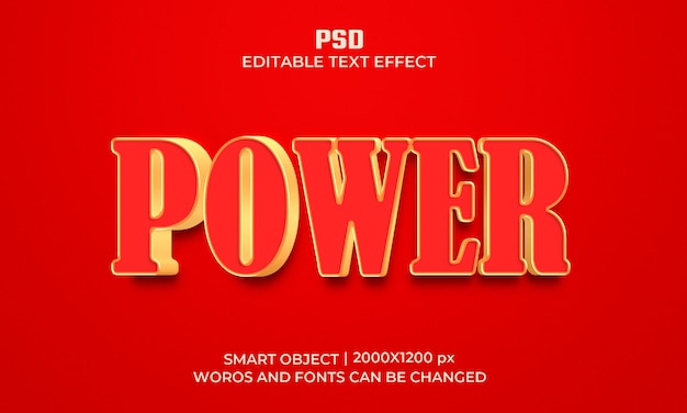 PSD edytowalny efekt tekstowy power 3d