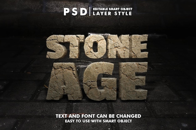 PSD edytowalny efekt tekstowy psd z epoki kamienia