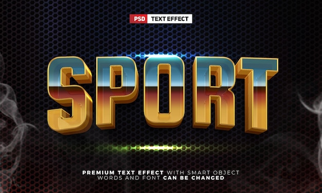 PSD edytowalny efekt tekstowy retro sport 3d