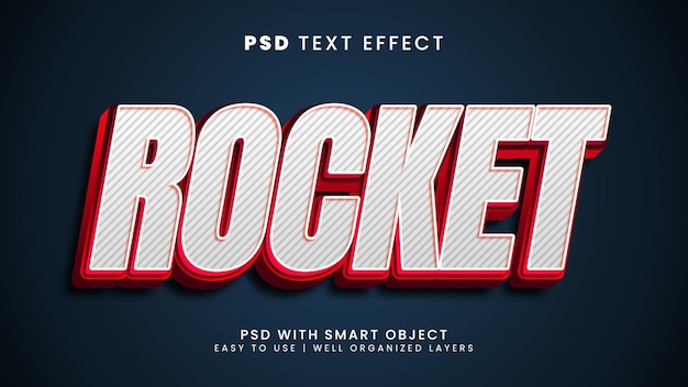 PSD edytowalny efekt tekstowy rocket 3d