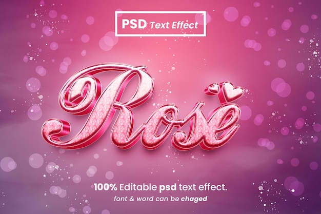 PSD edytowalny efekt tekstowy rose 3d