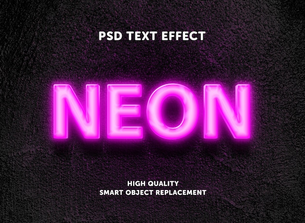PSD edytowalny efekt tekstowy - różowe neonowe pudełko