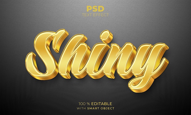 Edytowalny efekt tekstowy Shiny Gold 3D