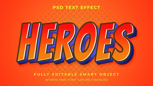 PSD edytowalny efekt tekstowy super heroes