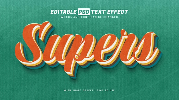 Edytowalny efekt tekstowy super retro vintage 3d