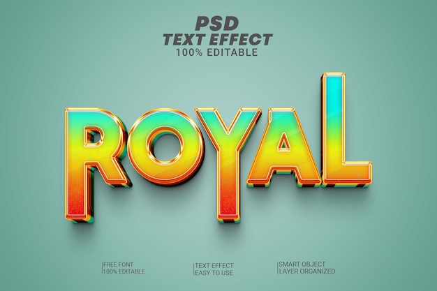 PSD edytowalny efekt tekstowy w stylu 3d royal