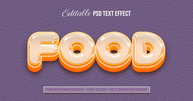 PSD edytowalny efekt tekstowy w stylu 3d żywności