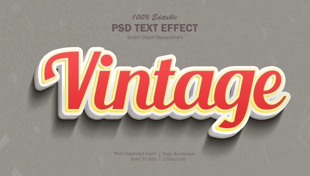 Edytowalny efekt tekstowy w stylu vintage w kolorze czerwonym