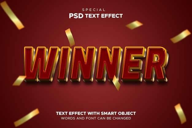 PSD edytowalny efekt tekstowy zwycięzcy w kasynie i styl tekstu hazardowego