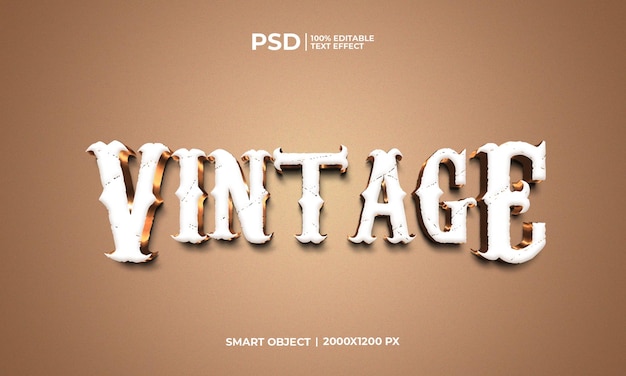 PSD edytowalny efekt tekstu 3d w stylu vintage
