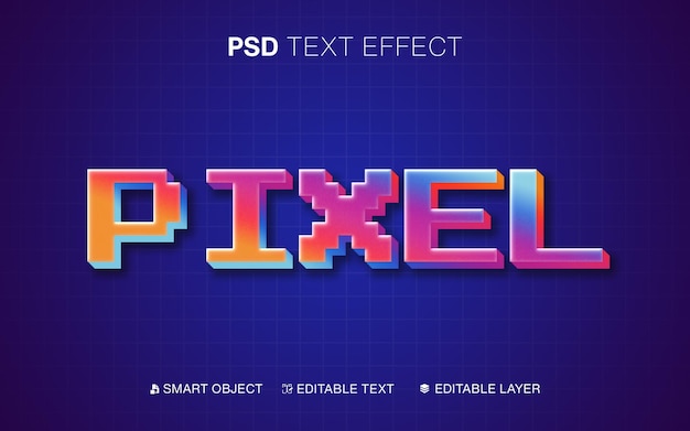 PSD edytowalny efekt tekstu pixel 3d