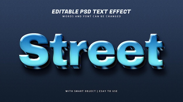 Edytowalny niebieski efekt tekstowy Street 3d