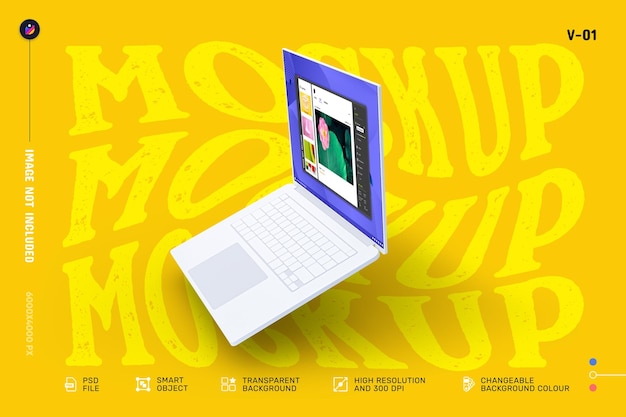 Edytowalny nowoczesny projekt makiety ekranu laptopa