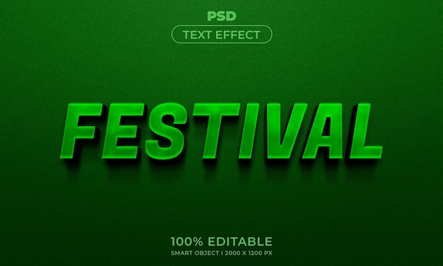 Edytowalny styl efektu tekstowego festiwalu 3d z tłem