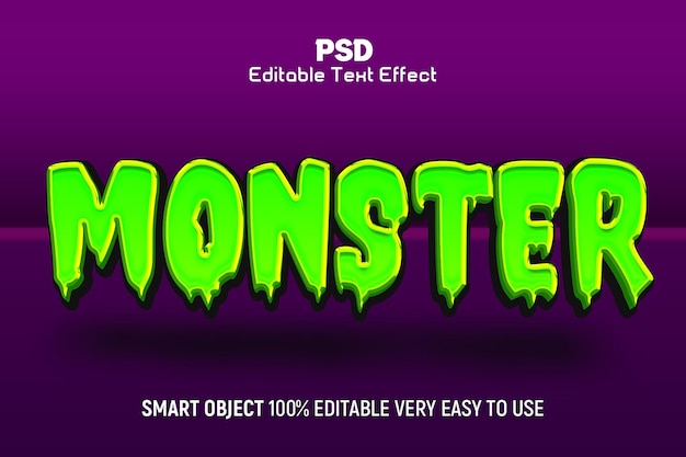 PSD edytowalny styl efektu tekstowego monster 3d