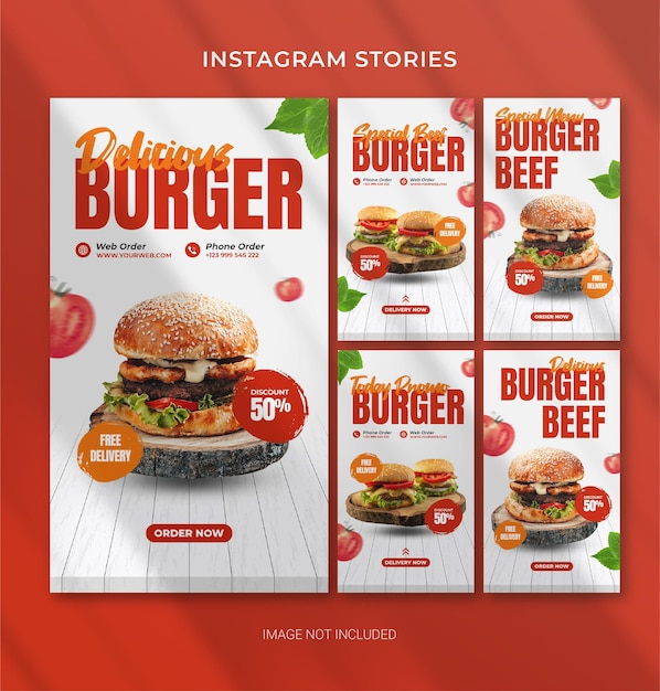 Edytowalny Szablon Burger Fast Food Do Opowiadań Na Instagramie