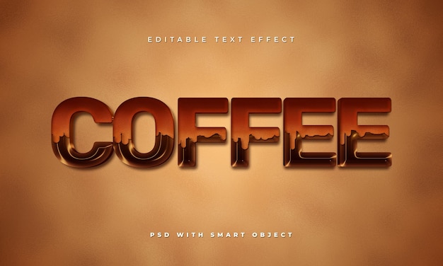 PSD edytowalny szablon efektu tekstowego kawy