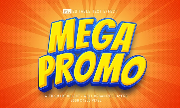 Edytowalny tekst mega promo do promocji z efektem stylu 3d