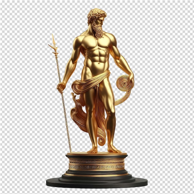 PSD een 3d gerenderde gouden geek god