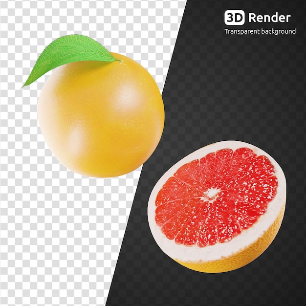 Een 3d grapefruit geeft geïsoleerd terug