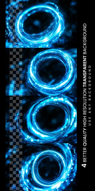 Een 3d-illustratie van een blauw led-licht op een zwarte achtergrond