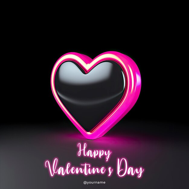 PSD een 3d instagram hart emoji met een zwarte achtergrond met een roze hart symbool