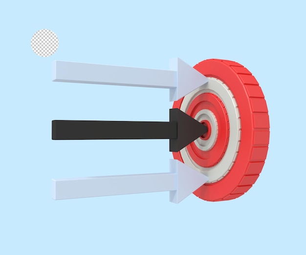 PSD een 3d-model van een doelwit met een rode pijl in het midden.