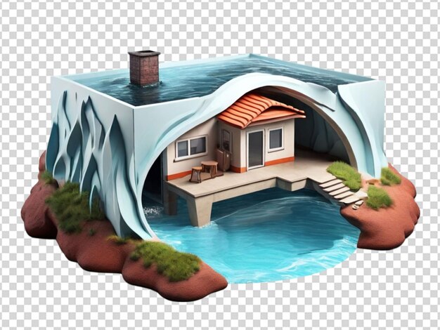 Een 3d ondergrondse waterhuis png