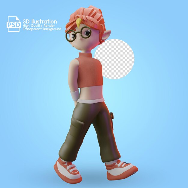 Een 3d-personage met een bril