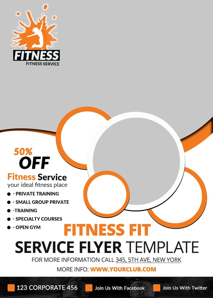 PSD een advertentie voor een fitnesscentrum voor fitness oefening oefening en fitness