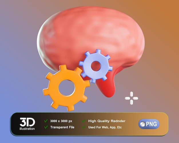 Een afbeelding van een brein met radertjes en radertjes erop