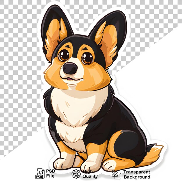 PSD een afbeelding van een corgi hond sticker op een doorzichtige achtergrond