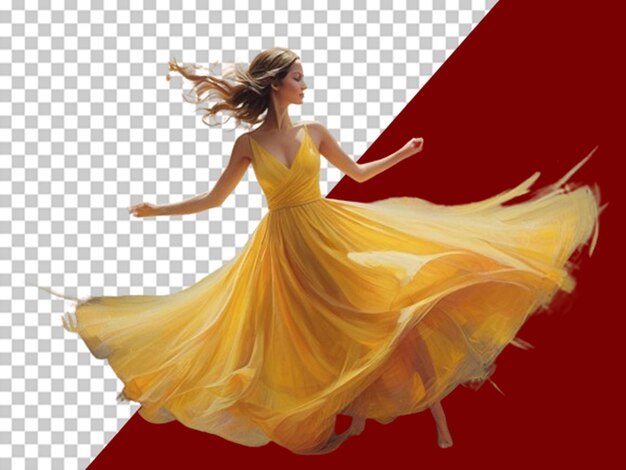 PSD een afbeelding van een vrouw in een lange rode jurk die danst