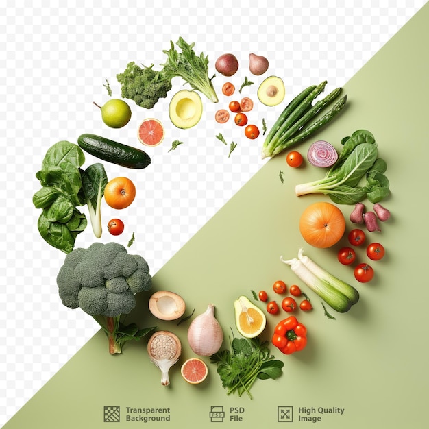 PSD een afbeelding van groenten en fruit met het woord 