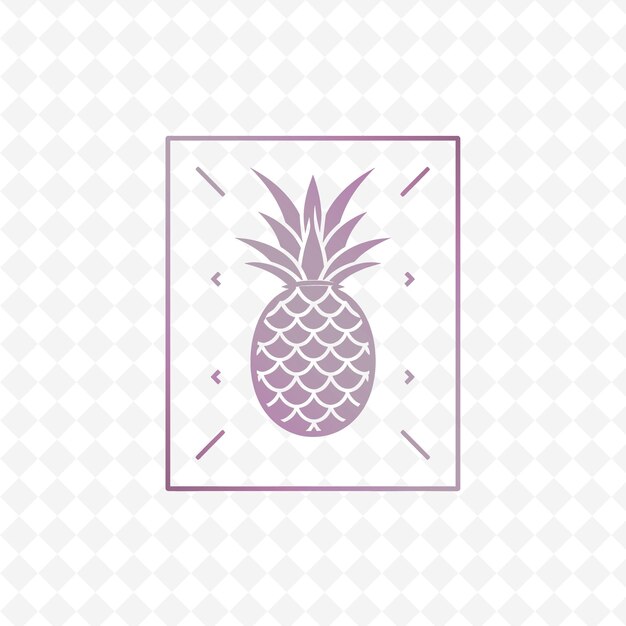 PSD een ananas met een roze rand en een witte achtergrond met een roose rand