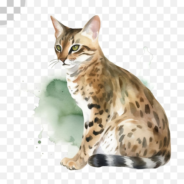 PSD een aquarel kat met groene ogen is een aquarel schilderij van een kat, hd png download