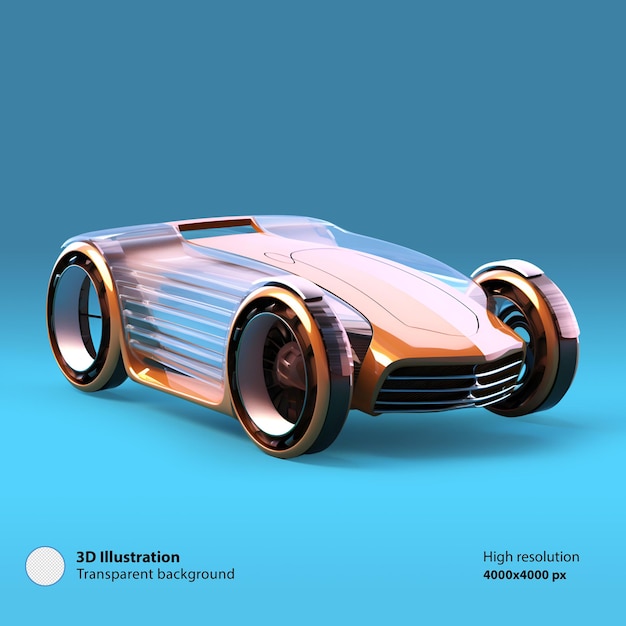 Een auto met een blauwe achtergrond waarop staat '3d illustratie'