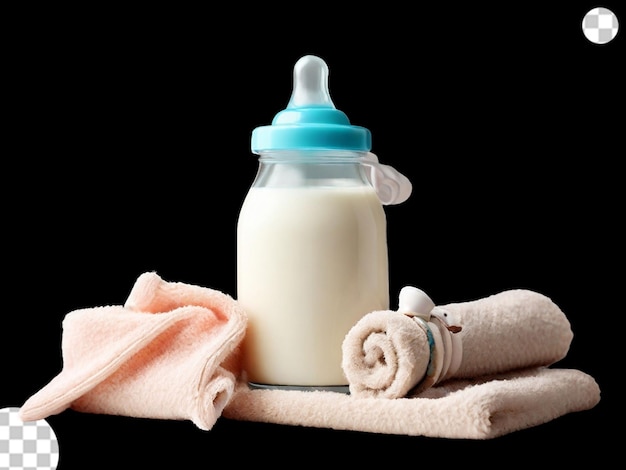 PSD een baby melk fles handdoeken en speen transparant