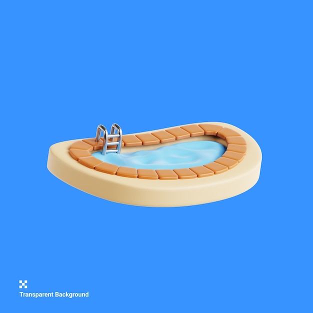 een badkuip met een houten frame en een blauwe achtergrond met een waterpoel in het midden