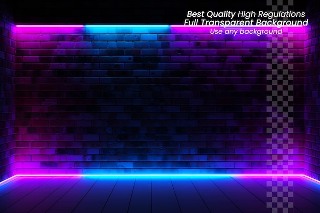PSD een bakstenen muur met een paars en blauw neon bord dat de beste kwaliteit klasse zegt