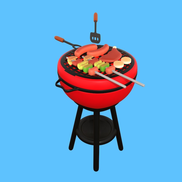 PSD een barbecuegrill met voedsel dat wordt gegrild