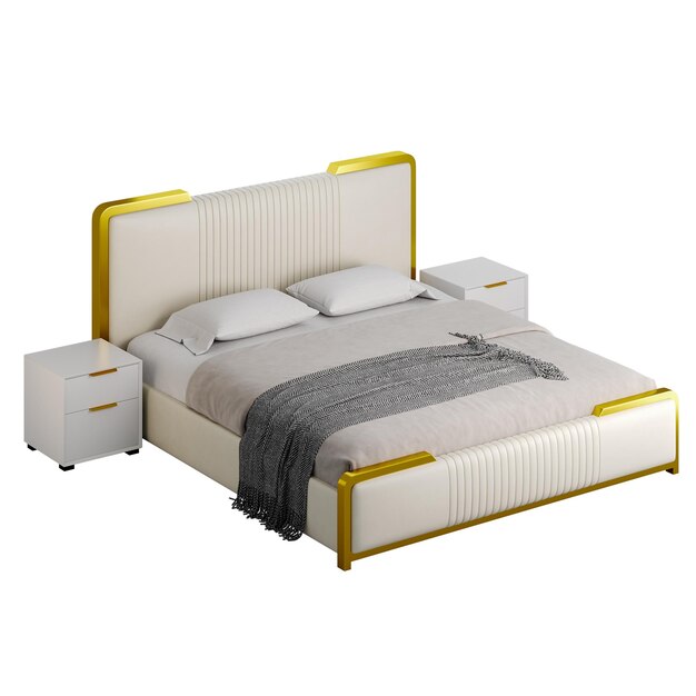Een bed met een kleurrijk ontwerp bed zonder achtergrond ander ontwerp png witte achtergrond geïsoleerd abstract 3d model