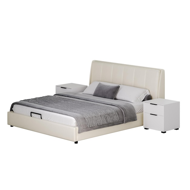 Een bed met een kleurrijk ontwerp bed zonder achtergrond ander ontwerp png witte achtergrond geïsoleerd abstract 3d model