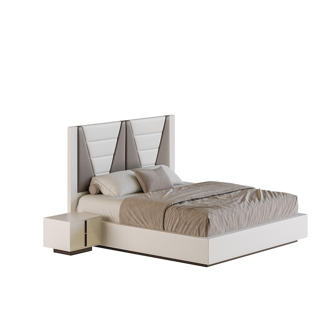 Een bed met een kleurrijk ontwerp bed zonder achtergrond ander ontwerp png witte achtergrond geïsoleerd abstract 3d model