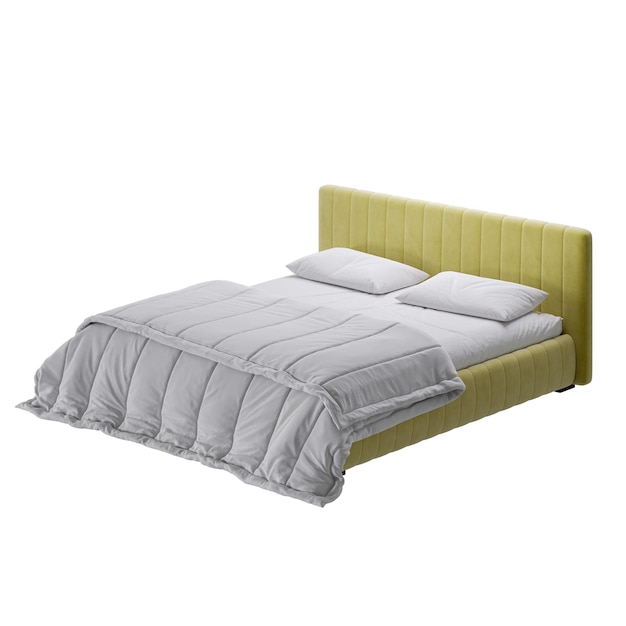 Een bed met een kleurrijk ontwerp bed zonder achtergrond ander ontwerp png witte achtergrond geïsoleerd abstract 3d model