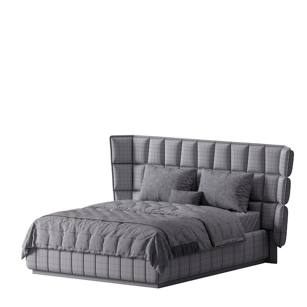 Een bed met een kleurrijk ontwerp bed zonder achtergrond ander ontwerp png witte achtergrond geïsoleerd abstract 3d model
