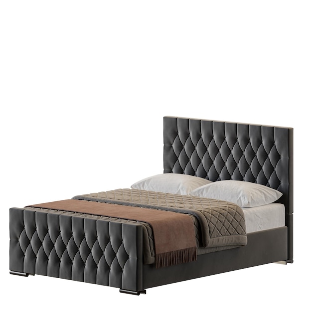 Een bed met een kleurrijk ontwerp bed zonder achtergrond ander ontwerp png witte achtergrond geïsoleerd abstract 3d model