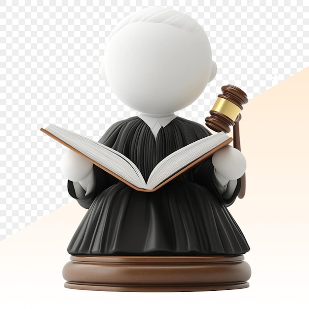 een beeldje van een beeldje dat een rechter leest